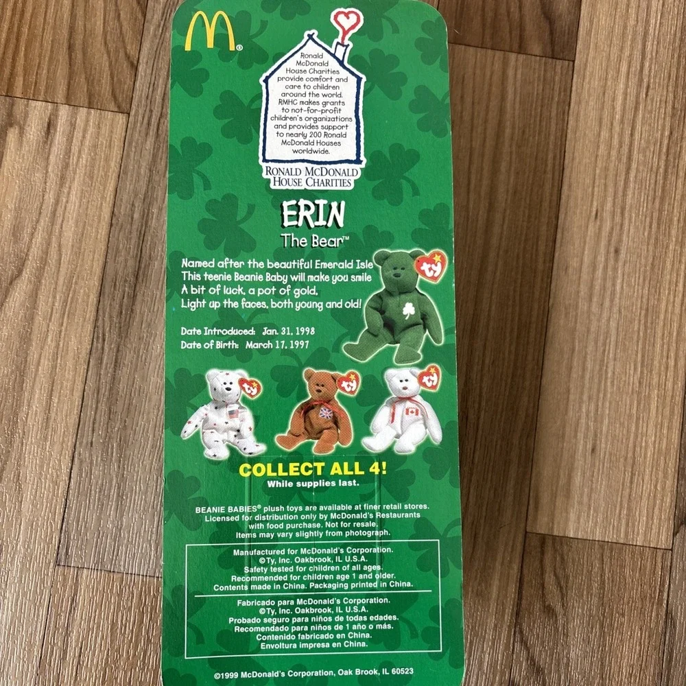 1999 McDonald's TY Teenie International Mini Beanie Babies Bears COMPLETE Set 4